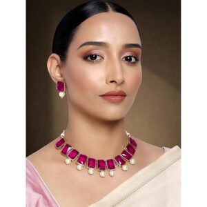 peora traditional crystal necklace & jewellery set gift for women